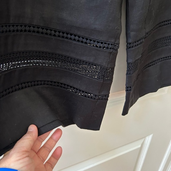 White House Black Market linen blend wide leg crop pants. Lace detail. Like new! - Picture 4 of 15